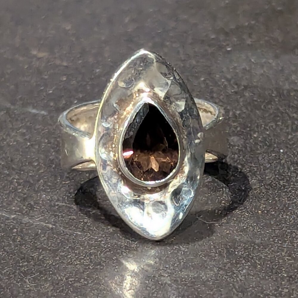 Sterling silver & Smoky quartz ring size 8.5
